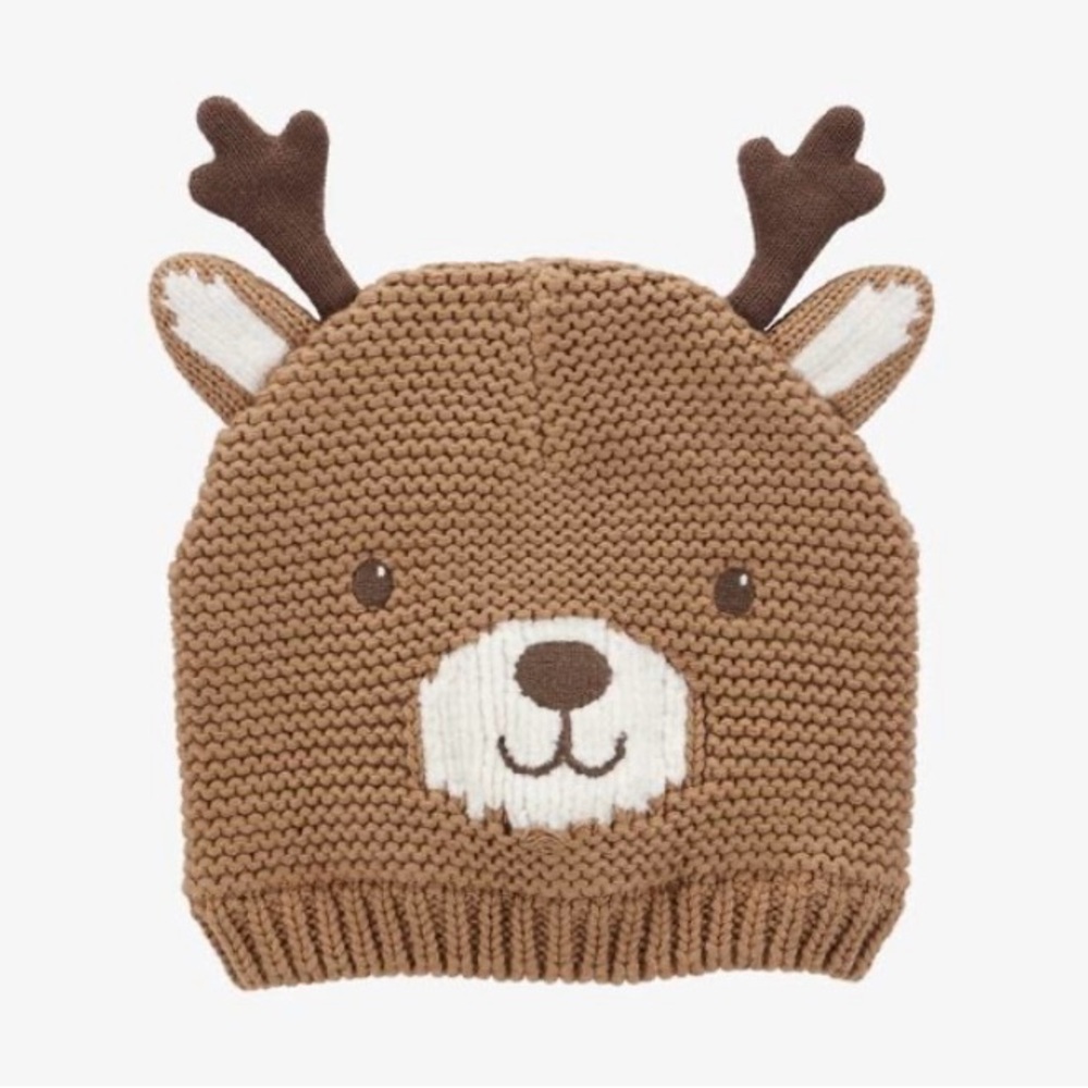 Brown Knit Reindeer Hat